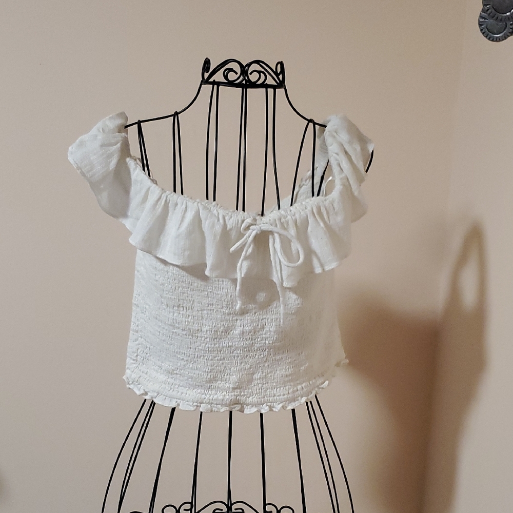 Zara Trafaluc white cotton crop top size S